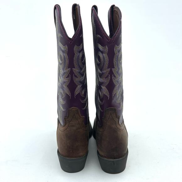 Justin Men’s Stampede Cowboy Boots Western Purple Leather Size 10 EE Extra Wide - Picture 7 of 10